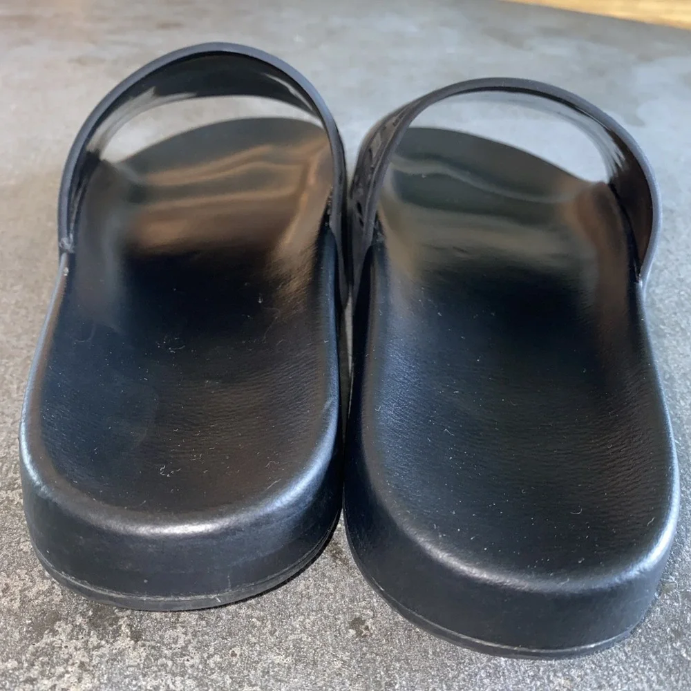 GUCCI Sandals Logo Slide Shoes Shower Sandals Pool Rubber Black Size 6